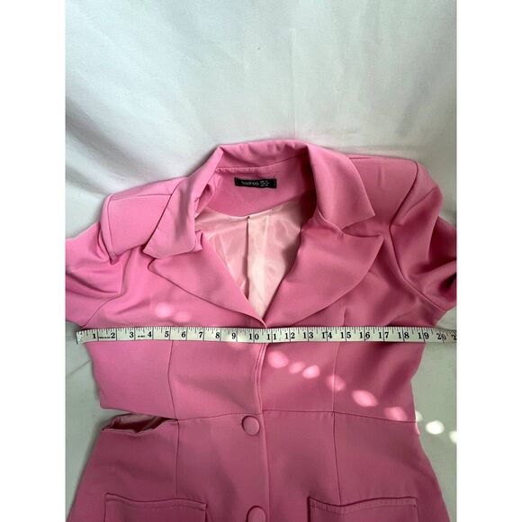 Boohoo Barbiecore Pink Blazer Dress Sze 10 Bubblegum Cutouts Barbie Formal Girly - Picture 9 of 10